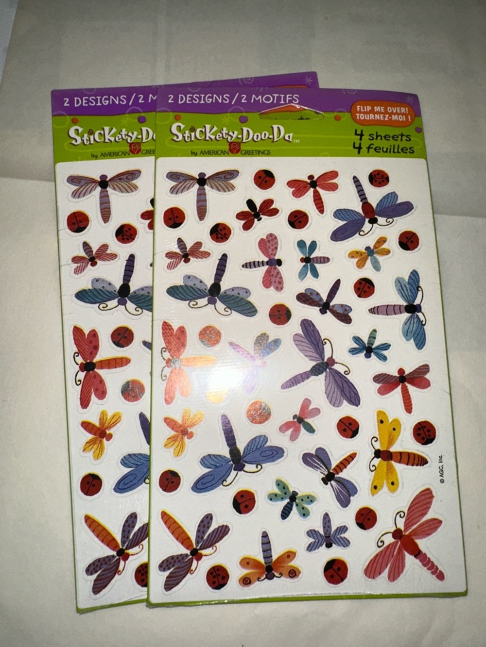 8 sheets of Stickety-Doo-Da Butterfly, Dragon Fly & Ladybug Stickers